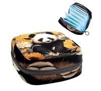 Borsa portaoggetti per assorbenti igienici, borsa portatile per coppette mestruali, borsa per il primo ciclo mestruale per donne e ragazze, panda in girasole, borsa imbottita con cerniera 270