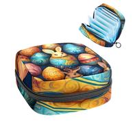 Borsa portaoggetti per assorbenti igienici, borsa portatile per coppette mestruali, borsa per il primo periodo per donne e ragazze, coniglietto con uova di Pasqua felice, 2151, portamonete imbottito