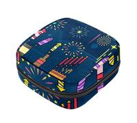 Borsa portaoggetti per assorbenti igienici, borsa portatile per coppette mestruali, borsa per il primo ciclo mestruale, per donne e ragazze, sfondo fuochi d'artificio con cerniera per mestruazioni