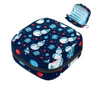 Borsa portaoggetti per assorbenti igienici, borsa portatile per coppette mestruali, borsa per il primo periodo per donne e ragazze, con scritta Merry Christmas Snowman-280 con cerniera per
