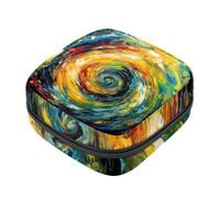 Borsa portaoggetti per assorbenti igienici, borsa portatile per coppette mestruali, borsa per il primo ciclo mestruale per donne e ragazze, motivo a vortice ad acquerello con cerniera