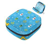 Borsa portaoggetti per assorbenti igienici, borsa portatile per coppette mestruali, borsa per il primo periodo per donne e ragazze, con scritta Merry Christmas Snowman-601, borsa imbottita con