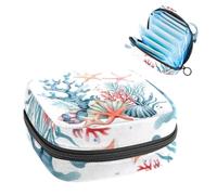 Borsa portaoggetti per assorbenti igienici con elementi marini, grande sacchetto mestruale con cerniera, per assorbenti mestruali, per ragazze e donne