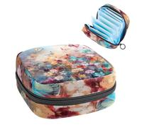 Borsa portaoggetti per assorbenti igienici con farfalle e fiori acquerelli, grande tasca per coppette mestruali con cerniera, borsa per assorbenti mestruali, per ragazze e donne