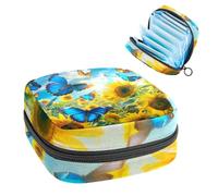 Borsa portaoggetti per assorbenti igienici, con farfalle volanti tra i girasoli, borsa con cerniera, borsa per le mestruazioni femminili per ragazze adolescenti