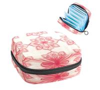 Borsa portaoggetti per assorbenti igienici, con fiori bohémien, mandala, floreale, rosso chiaro, portatile, per mestruazioni, assorbenti, assorbenti, per donne, scuola, ufficio