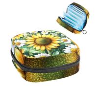 Borsa portaoggetti per assorbenti igienici, con girasoli vintage e camomilla bianca, borsa portatile per assorbenti mestruali, per donne, scuola, ufficio