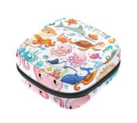 Borsa portaoggetti per assorbenti igienici, con graziosi elefanti della foresta e fiume della foresta per le prime mestruazioni, per ragazze e donne, per coppette mestruali femminili, Multicolore 9,