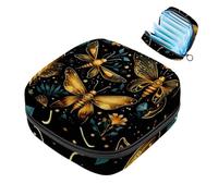 Borsa portaoggetti per assorbenti igienici con motivo a lucciole colorate, con cerniera, per assorbenti mestruali, per ragazze e donne, multicolore 01, 4.7x6.6x6.6 in/12x17x17 cm