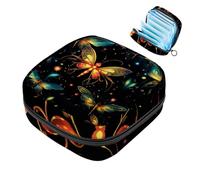 Borsa portaoggetti per assorbenti igienici con motivo a lucciole colorate, con cerniera, per assorbenti mestruali, per ragazze e donne, Multicolore 09, 4.7x6.6x6.6 in/12x17x17 cm