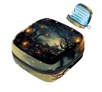 Borsa portaoggetti per assorbenti igienici con motivo a lucciole colorate, con cerniera, per assorbenti mestruali, per ragazze e donne, Multicolore 09, 4.7x6.6x6.6 in/12x17x17 cm