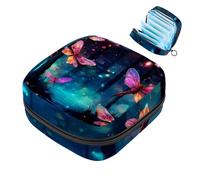 Borsa portaoggetti per assorbenti igienici con motivo a lucciole colorate, con cerniera, per assorbenti mestruali, per ragazze e donne, Multicolore 04, 4.7x6.6x6.6 in/12x17x17 cm