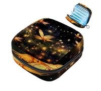 Borsa portaoggetti per assorbenti igienici con motivo a lucciole colorate, con cerniera, per assorbenti mestruali, per ragazze e donne, multicolore 01, 4.7x6.6x6.6 in/12x17x17 cm