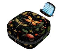 Borsa portaoggetti per assorbenti igienici con motivo a lucciole colorate, con cerniera, per assorbenti mestruali, per ragazze e donne, Multicolore 05, 4.7x6.6x6.6 in/12x17x17 cm