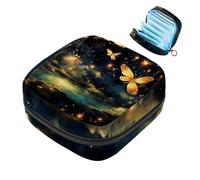 Borsa portaoggetti per assorbenti igienici con motivo a lucciole colorate, con cerniera, per assorbenti mestruali, per ragazze e donne, Multicolore 09, 4.7x6.6x6.6 in/12x17x17 cm