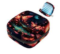 Borsa portaoggetti per assorbenti igienici con motivo a lucciole colorate, con cerniera, per assorbenti mestruali, per ragazze e donne, multicolore 01, 4.7x6.6x6.6 in/12x17x17 cm