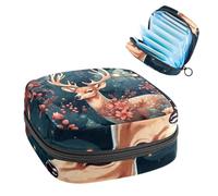 Borsa portaoggetti per assorbenti igienici con motivo cervo e gelo, grande tasca per coppette mestruali con cerniera, borsa per assorbenti mestruali, per ragazze e donne, multicolore, 4.7x6.6x6.6