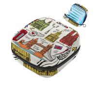 Borsa portaoggetti per assorbenti igienici con simboli dell'Inghilterra Londra, grande tasca per coppette mestruali con cerniera, borsa per assorbenti mestruali, per ragazze e donne