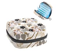 Borsa portaoggetti per assorbenti igienici, custodia per coppette mestruali, organizer per assorbenti femminili, impronte di cane carlino e ossa