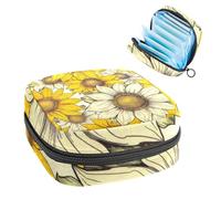 Borsa portaoggetti per assorbenti igienici, disegnato a mano, astratto, girasole, borsa portatile per assorbenti mestruali, per donne, scuola, ufficio