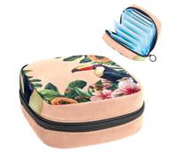 Borsa portaoggetti per assorbenti igienici, fiori tropicali con tucano e papaya, borsa portatile per assorbenti mestruali, per donne, scuola, ufficio