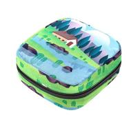 Borsa portaoggetti per assorbenti igienici, giallo limone verde foglie nere geometriche per il primo ciclo mestruale borsa per ragazze e donne, sacchetto per coppette mestruali femminili sacchetti per