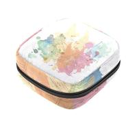Borsa portaoggetti per assorbenti igienici, giallo limone verde foglie nere geometriche per il primo ciclo mestruale borsa per ragazze e donne, sacchetto per coppette mestruali femminili sacchetti per