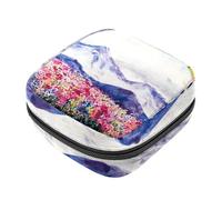 Borsa portaoggetti per assorbenti igienici, grazioso motivo cavalluccio marino corallo borsa per kit per il primo periodo per ragazze e donne, sacchetto per coppette mestruali femminili borse per