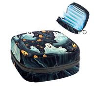 Borsa portaoggetti per assorbenti igienici, Halloween Ghost-14, borsa per kit primo ciclo per ragazze e donne, sacchetto per coppetta mestruale femminile borse per tamponi mestruali Holde