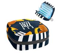 Borsa portaoggetti per assorbenti igienici, Happy Jazz Day, sassofono, pianoforte, violino e musica per il primo periodo, borsa per ragazze e donne, borsa per coppette mestruali femminili, Multicolore