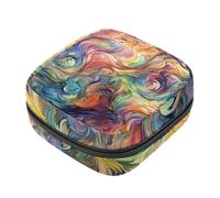 Borsa portaoggetti per assorbenti igienici, motivo astratto artistico a vortice, borsa per kit per il primo periodo per ragazze e donne, sacchetto per coppette mestruali femminili borse per tamponi