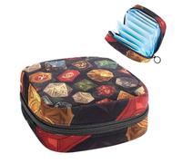 Borsa portaoggetti per assorbenti igienici, motivo con elementi colorati, borsa portatile per assorbenti mestruali, per donne, scuola, ufficio