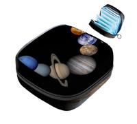 Borsa portaoggetti per assorbenti igienici, motivo: pianeti, spazio, universo, grande, con cerniera, per assorbenti mestruali, per ragazze e donne, Multicolore 04, 4.7x6.6x6.6 in/12x17x17 cm