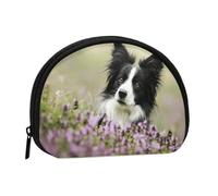 Borsa portaoggetti per assorbenti igienici per il trucco di piccole dimensioni, portamonete per cosmetici da donna, motivo: Border Collie Lawn Black Border Collie Pets