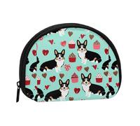 Borsa portaoggetti per assorbenti igienici per il trucco di piccole dimensioni, portamonete per cosmetici da donna, a forma di cani di colore tricolore Corgi