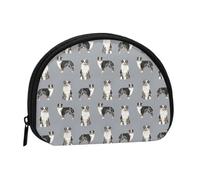 Borsa portaoggetti per assorbenti igienici per il trucco, piccola, a forma di cane pastore australiano blu merle grigio semplice, portamonete per cosmetici da donna