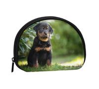 Borsa portaoggetti per assorbenti igienici per il trucco, piccola, a forma di cucciolo di pastore francese Beauceron nero, portamonete per cosmetici da donna