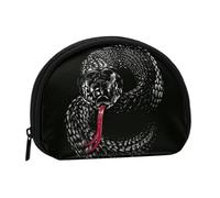 Borsa portaoggetti per assorbenti igienici per il trucco, piccola, a forma di serpente cobra nero, portamonete per cosmetici da donna