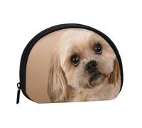 Borsa portaoggetti per assorbenti igienici per il trucco, piccola, a forma di simpatico cane Shitzu, portamonete per cosmetici da donna