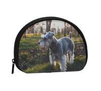 Borsa portaoggetti per assorbenti igienici per il trucco, piccola borsa portamonete per cosmetici da donna, per Schnauzer nano, per animali domestici, cani grigi