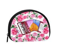 Borsa portaoggetti per assorbenti igienici per il trucco, piccola borsa portamonete per cosmetici da donna, a forma di fiore di rosa con fisarmonica ad acquerello