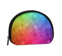 Borsa portaoggetti per assorbenti igienici per il trucco, piccola borsa portamonete per cosmetici da donna, poligonale multicolore composta da triangoli arcobaleno