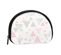 Borsa portaoggetti per assorbenti igienici per il trucco, piccola, in marmo, con motivo geometrico a triangolo, rosa, grigio e argento, portamonete per cosmetici da donna