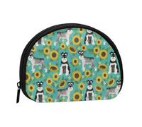 Borsa portaoggetti per assorbenti igienici per il trucco, piccola, motivo: Schnauzer Girasoli Primavera Estate Floreale Razza di cane Cane, portamonete per cosmetici da donna