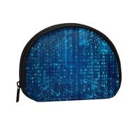 Borsa portaoggetti per assorbenti igienici per il trucco, portamonete per cosmetici da donna, codice binario blu programmatore