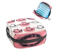 Borsa portaoggetti per assorbenti igienici rosa con elementi retrò per cappelli da cowboy, grande sacchetto mestruale con cerniera, borsa per assorbenti mestruali, per ragazze e donne