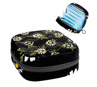 Borsa portaoggetti per assorbenti igienici, sacchetto mestruale per coppette mestruali, organizer per assorbenti femminili, camomilla floreale su sfondo scuro
