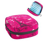 Borsa portaoggetti per assorbenti igienici, sacchetto mestruale per coppette mestruali, organizer per assorbenti femminili, parole francesi con Torre Eiffel