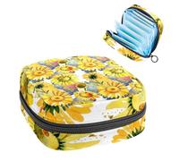 Borsa portaoggetti per assorbenti igienici, sacchetto mestruale per coppette mestruali, organizer per assorbenti femminili, camomilla giallo acquerello fiori di campo
