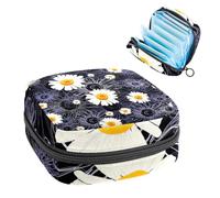 Borsa portaoggetti per assorbenti igienici, sacchetto mestruale per coppette mestruali, organizer per assorbenti femminili, fiori di camomilla con motivo foderato